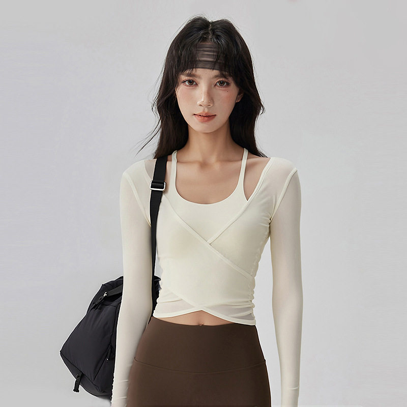 健身房运动速干紧身两件套装上衣长袖专业普拉提训练瑜伽服女跑步