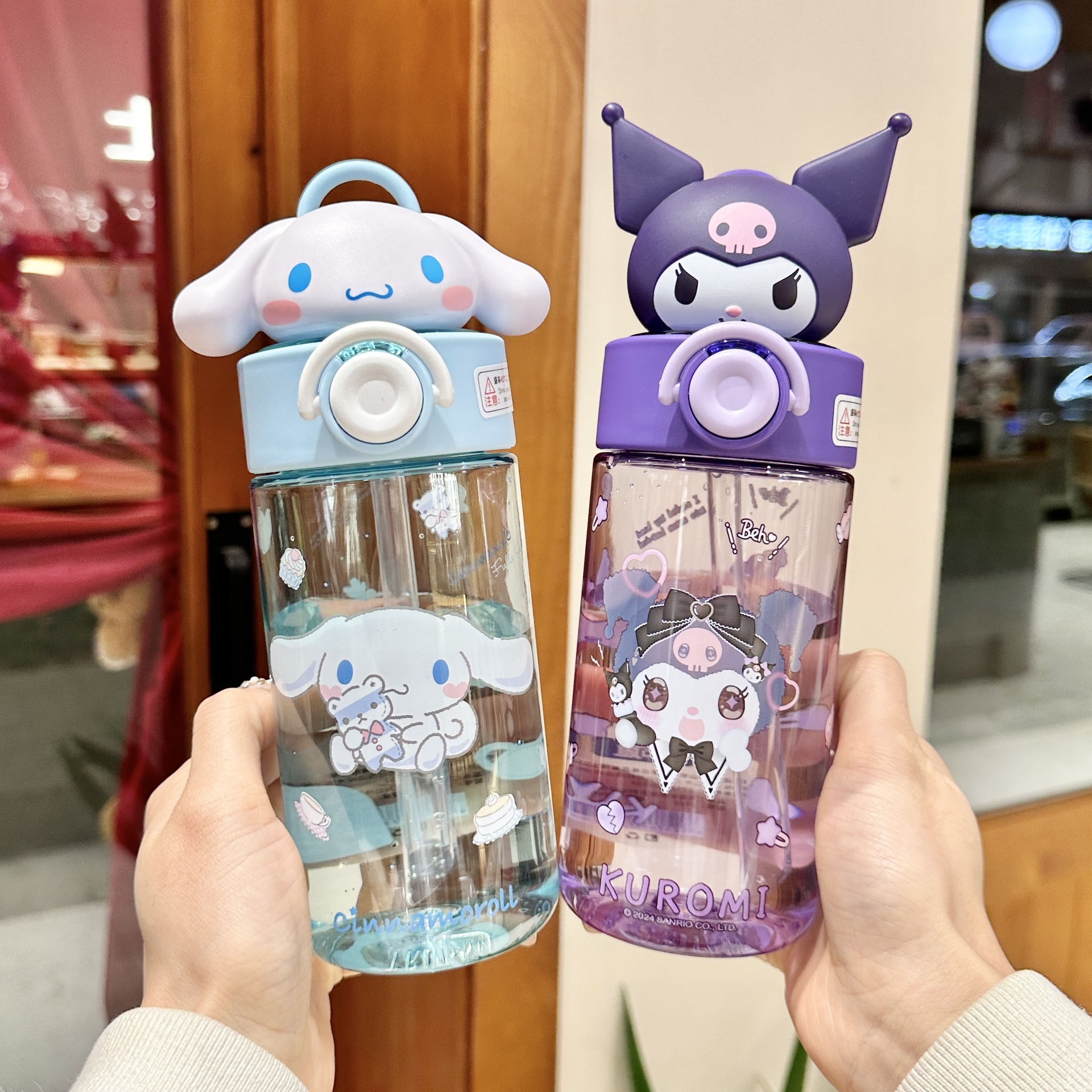 三丽鸥儿童式水杯女孩上学专用防摔吸管杯随手喝水吸管杯