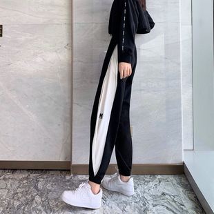 灰色运动裤女春秋宽松显瘦高腰休闲bf裤子秋ins潮束脚裤H378