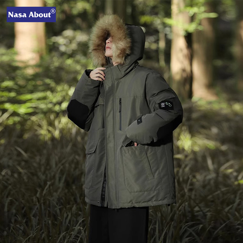 NASA冲锋衣棉服男士外套秋冬季新款加厚棉袄羽绒连帽工装棉衣