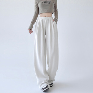 木棉绒山本裤 垂坠感裤子女春秋季高腰休闲针织阔腿裤直筒运动裤