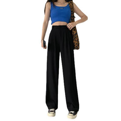 【加工定制】西装阔腿裤女夏季高腰宽松直筒拖地裤垂感显瘦休闲裤