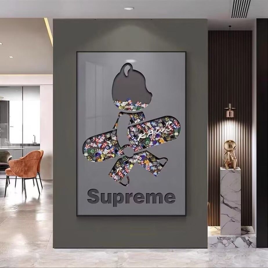 Kaws积木走廊过道壁画艺术轻奢间背景墙暴力熊潮流玄关装饰画