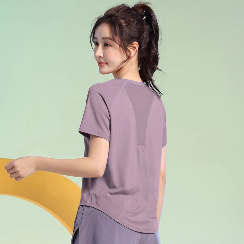 夏季薄款户外运动套装女健身宽松显瘦瑜伽服短袖弹力速干衣跑步服