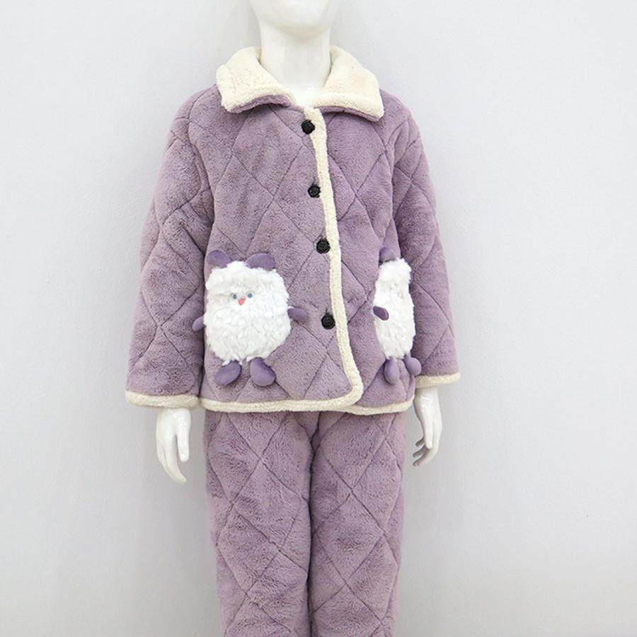 穗德美加厚睡衣冬季保暖防寒棉袄式家居服男女童卡通加绒套装包邮