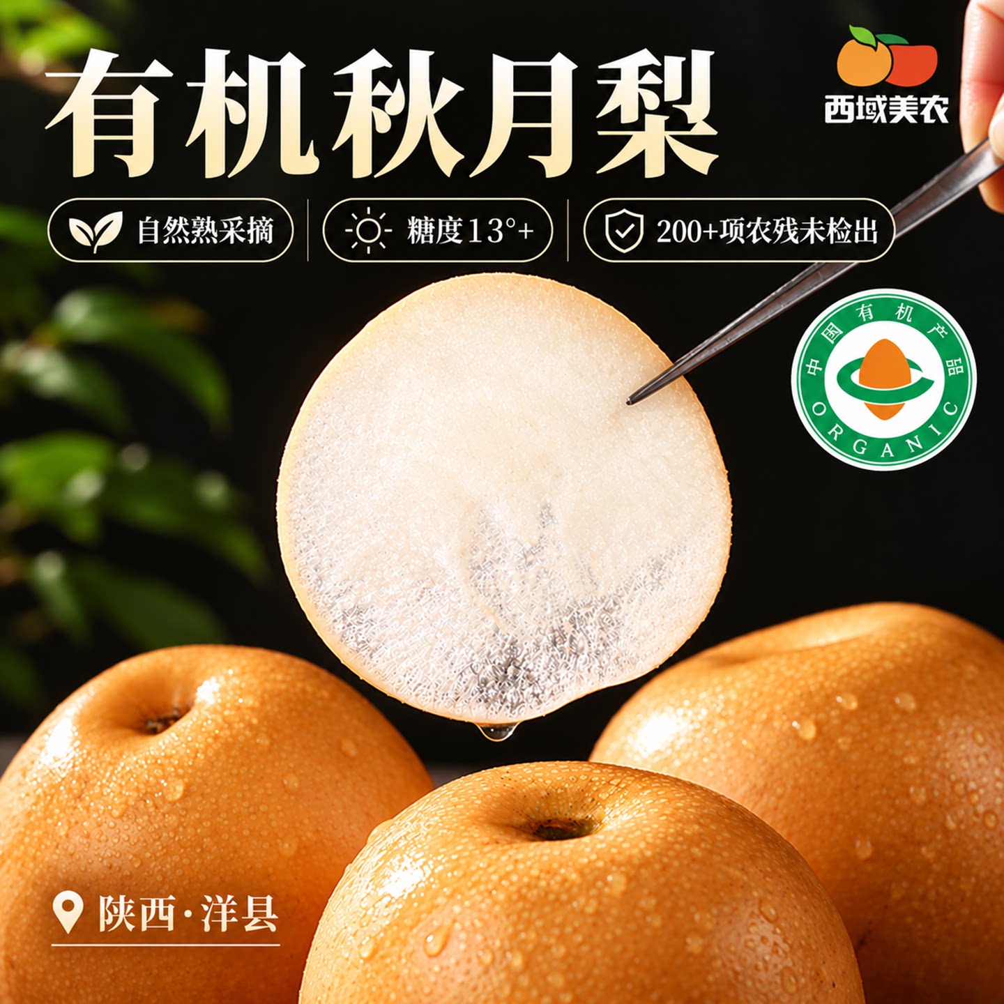 西域美农有机秋月梨礼盒6斤装陕西洋县高山梨子当季新鲜水果送礼