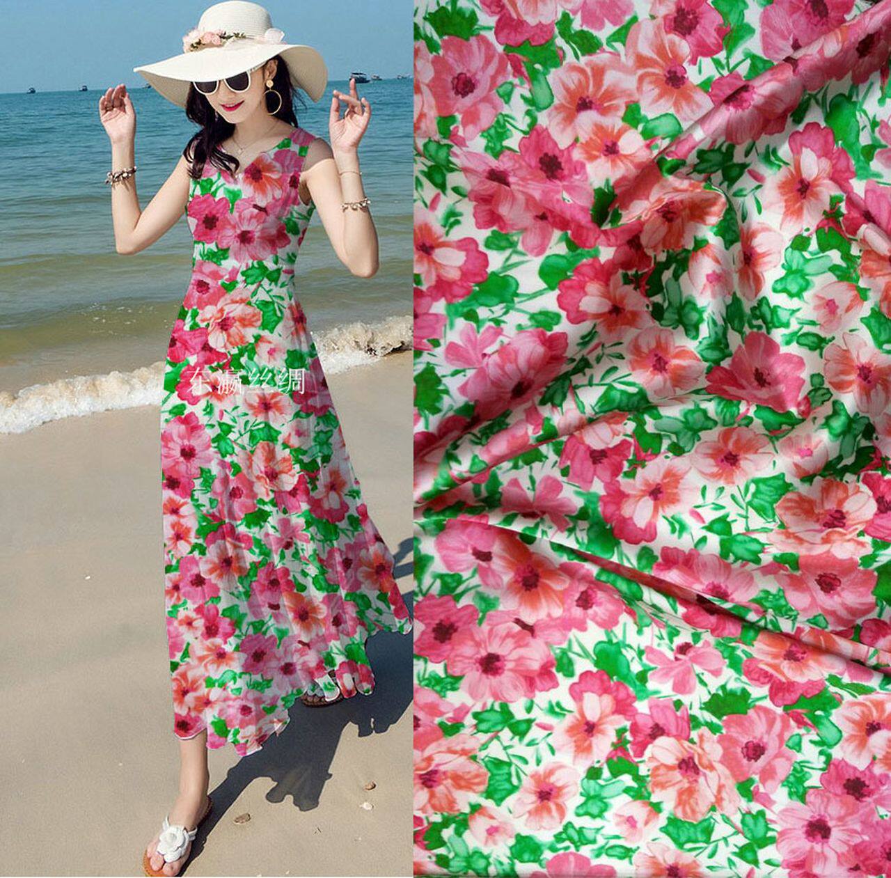 高档真丝弹力缎面料 衣服丝绸服装桑蚕丝布料真丝布匹连衣裙 特价