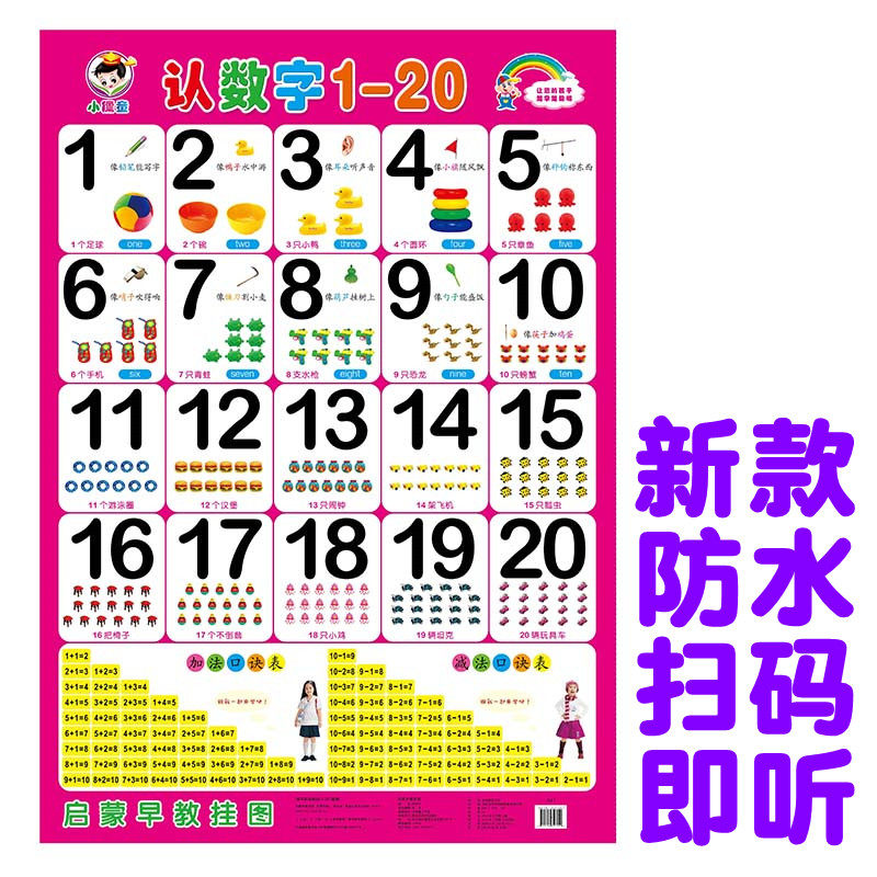 撕不烂早教认知无声挂图婴幼儿童启蒙防水挂画宝宝识数字拼音贴画_虎窝淘