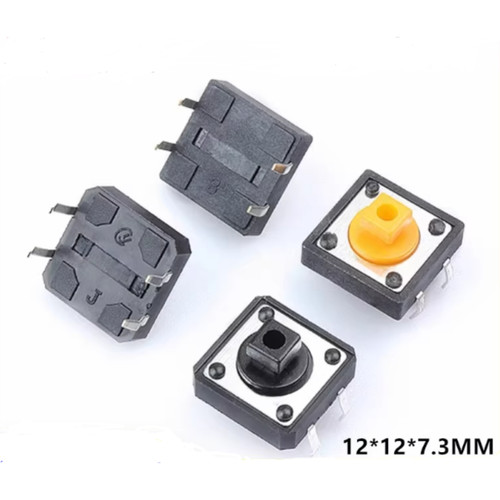 黄头黑头 轻触开关/微动/按键 12*12*7.3MM 方头 立式B3F-4055-L4