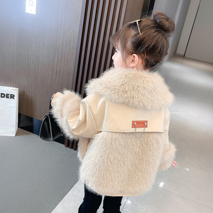 女童秋冬洋气皮草外套儿童装韩版气质毛毛衣小女孩冬装保暖棉衣