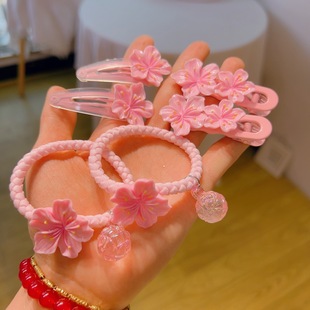粉色小清新樱花发绳可爱小学生花朵发圈皮筋女生甜美发夹发饰BB夹