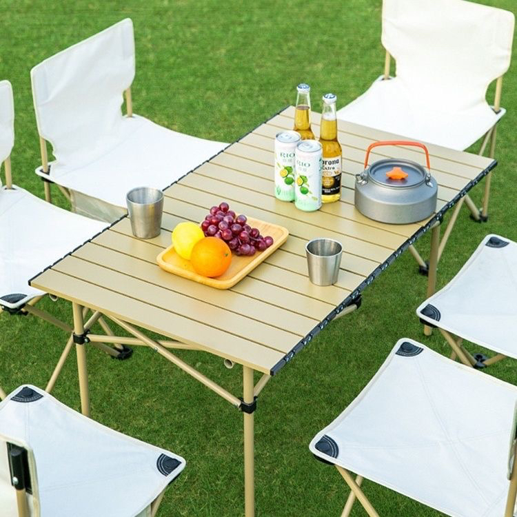 旗速户外桌椅折叠桌铝合金蛋卷桌露营桌子便携式野餐桌装备