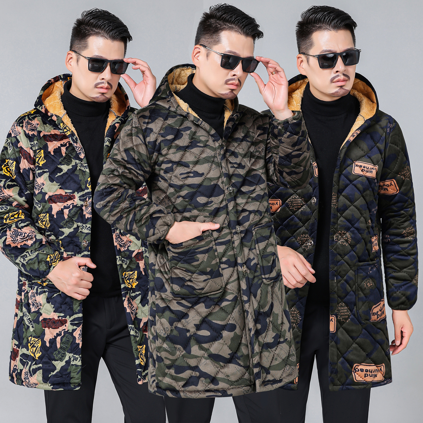 男士冬季保暖棉衣工工作服防寒耐脏厨房罩衣迷彩大码四川省省服