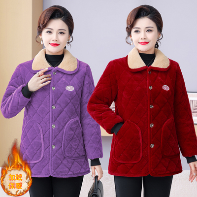 新款妈妈保暖棉服防寒加厚棉袄女