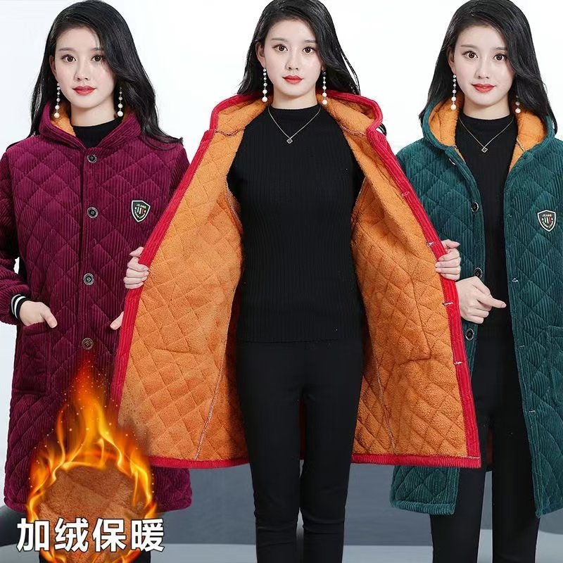 冬季妈妈中年女装加厚棉衣保暖三层夹棉棉袄灯芯绒耐脏加绒家居服,女装/女士精品,棉衣/棉服,淘宝优惠券,粉丝福利购,淘宝优惠卷