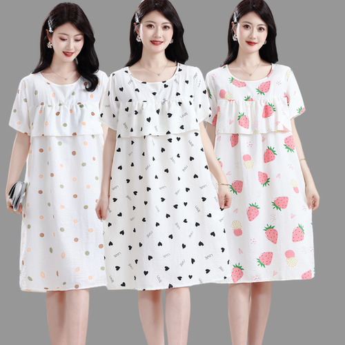 防凸点棉绸睡衣女夏季薄款大码