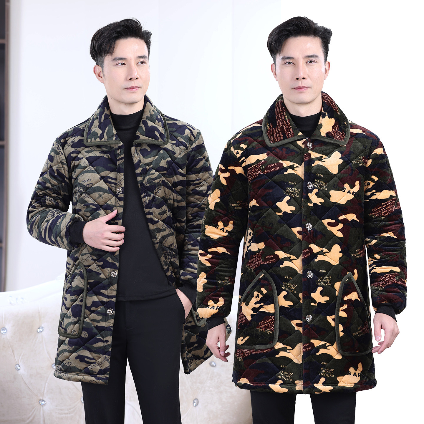 男士防脏宽松迷彩大棉衣四川省服