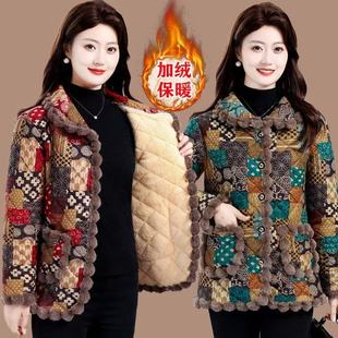 加绒加厚耐脏棉服 时尚 中老年新款 棉衣外套妈妈洋气保暖棉袄女冬季