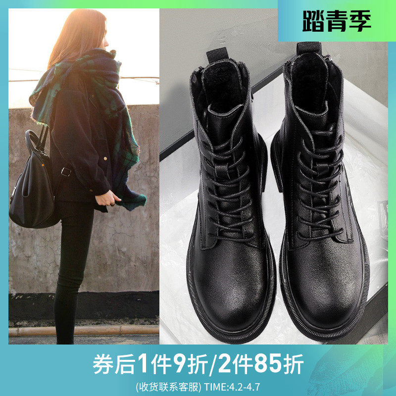 Goldie Riding boots 2020 winter new pattern Versatile Show thin Motorcycle boots British style Plush genuine leather handsome Bootiein the Women's Shoes, Boots  category - from Buy2taobao.com to provide professional Taobao agent buy service
