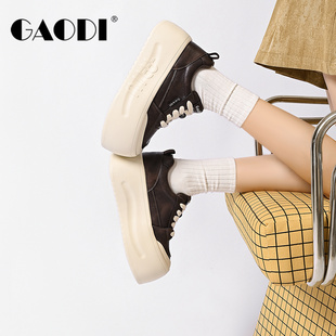 高蒂丑萌大头面包鞋女2025新款秋冬厚底增高松糕鞋小个子休闲板鞋