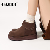 高蒂博肯短靴女2025新款 冬季 复古磨砂后拉链厚底及踝靴休闲靴子