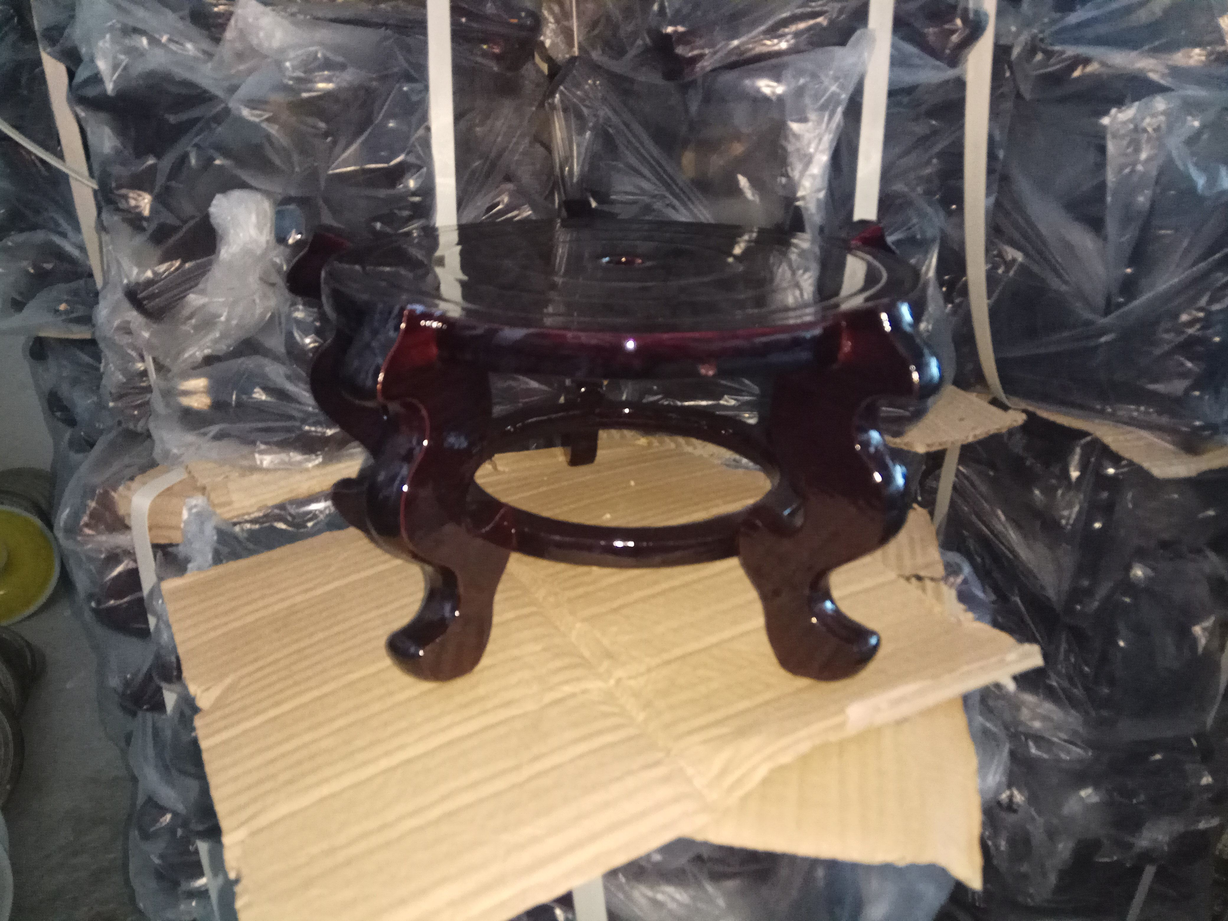 包邮正品陶瓷净水缸木底座托架圆形工艺品摆件底座家居具装饰配