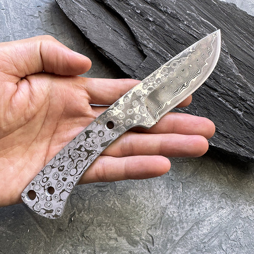 大马士革花纹钢刀胚水果刀手工DIY锋利剔骨小刀不带柄五金配件