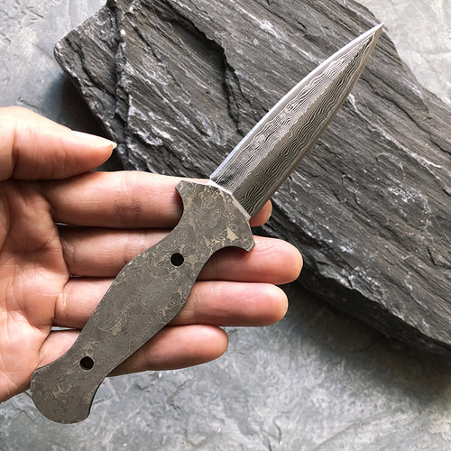 手工DIY手柄大马士革茶针刀胚高档花纹钢茶锥茶道配件撬茶小刀