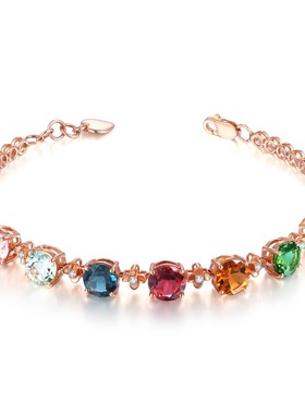 18kyoung糖果彩色宝石碧玺手链