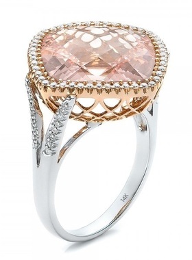 镶嵌香槟色戒指欧美玫瑰金