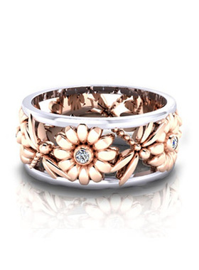 youngwish创意向日葵戒指18k礼物