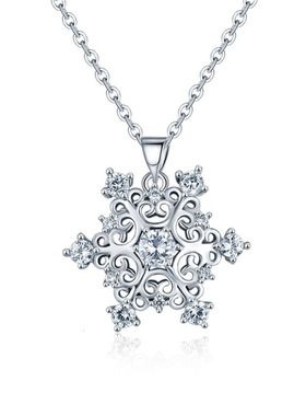 韩版时尚风满钻项链雪花吊坠