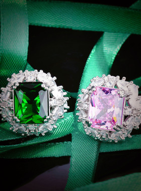 克拉祖母绿戒指重工复古女