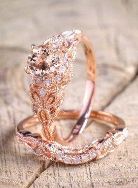 微镶嵌欧美风热卖套戒18k玫瑰金