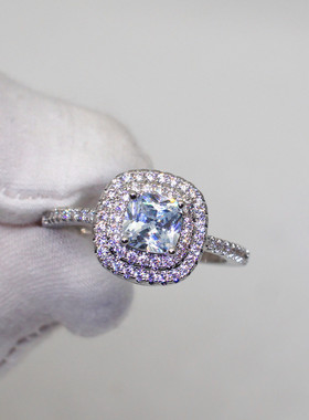 热卖新款双层虎爪方形锆石戒指