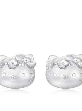 Young日韩版卡通时尚KT猫耳钉HELLOKITTY耳钉女 镀925银饰品 代发