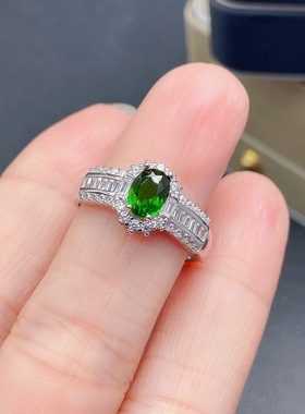 天然透辉石T方钻彩宝排戒戒指女