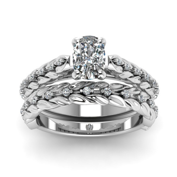 Young新款八心八箭闪钻稻穗订婚戒指女欧美流行镶钻双套戒对戒女