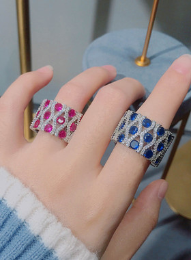 复古风彩宝轻奢重工女士戒指