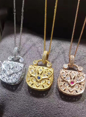 直播18K金包包项链镶满钻吊坠