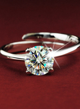 经典四爪裸钻纯银结婚仿真食指环