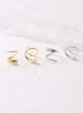 Young925镀银螺旋耳环女简约日韩线条设计气质可爱耳钉耳坠饰品潮