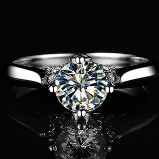 Young浪漫仿进口D色莫桑钻石戒指 pt950爱恋不舍双天鹅开口戒子女