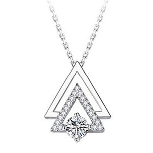 创意镶钻重叠三角形吊坠 幸福爱丁堡城堡吊坠项链潮流时尚锁骨链