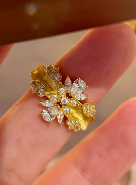 Young蕾丝星辰丝绸缎拉丝戒指blingbling超闪小众设计气质指环女