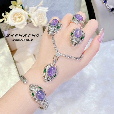 紫色石蛇形套装紫水晶灵蛇吊坠