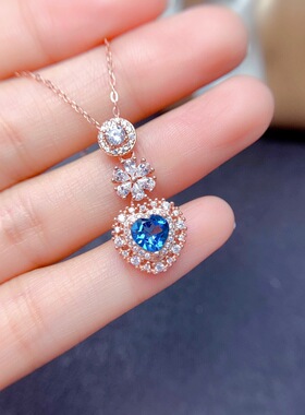 抖音引流福利款天然蓝托帕石项链