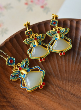 young金镶复古风蝴蝶套装耳钉