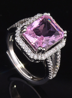 新款高端奢华气质粉色长方形锆石