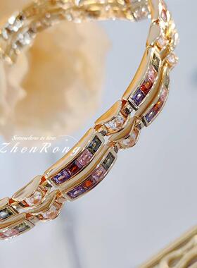 Young复古vintage彩宝精工多巴胺色手链轻奢气质高级感手镯手环女